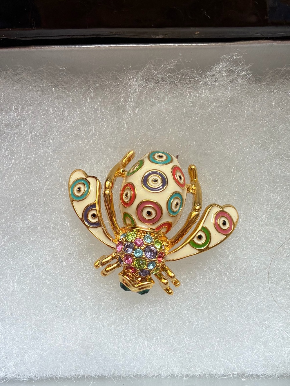 Joan Rivers Crystal eyed Evil Eye Pin/Brooch Enamel gold targets rhinestone. - Picture 2 of 6